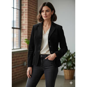 MaxMara Black Corduroy Women's Blazer Jacket 10 Cotton $900R